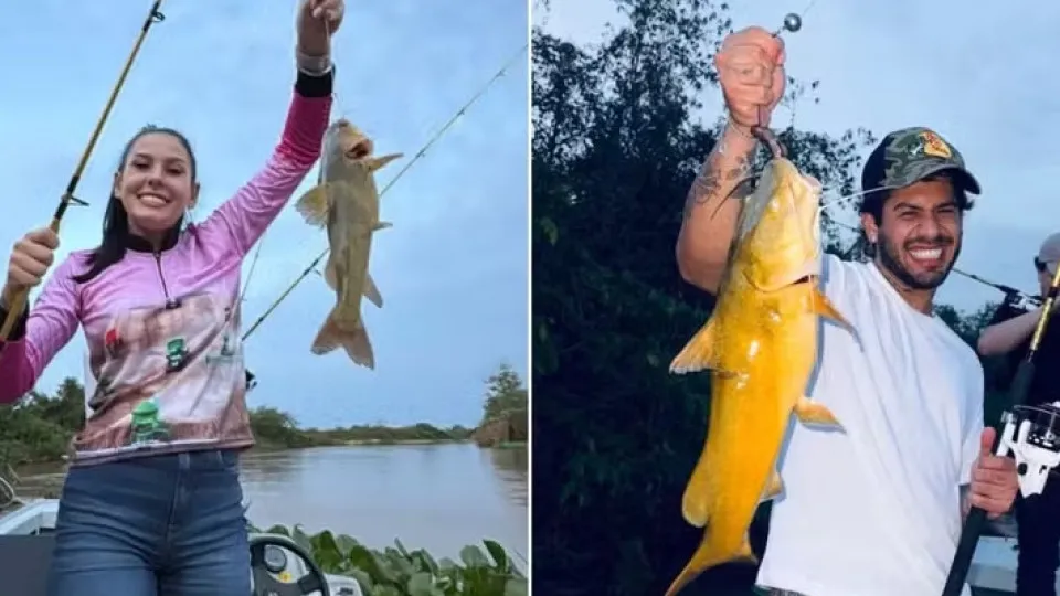 Ana Castela pesca pela primeira vez em viagem com Zé Felipe e família