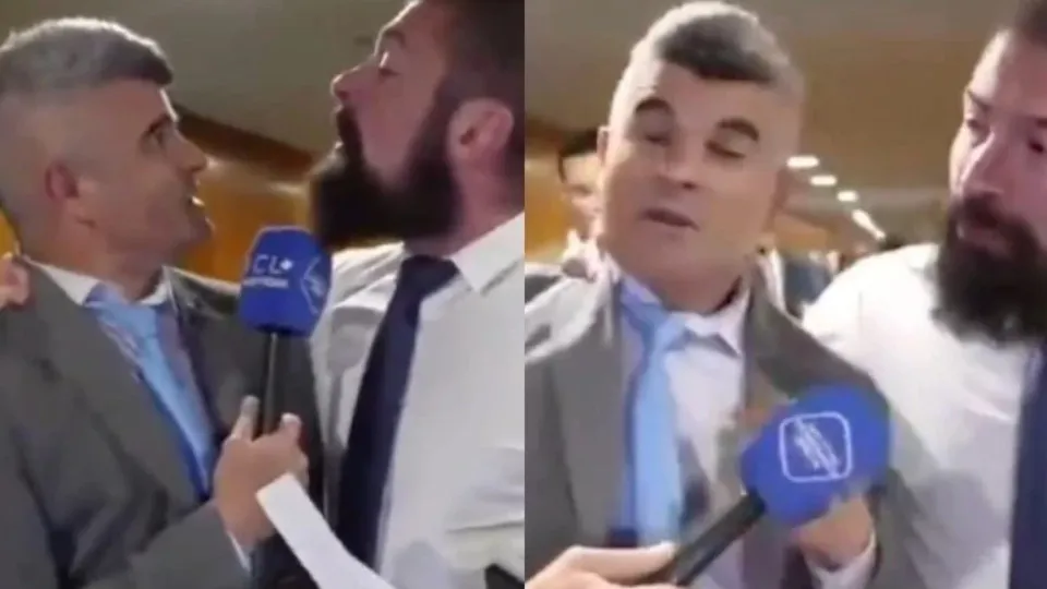 Deputado Paulo Bilynskyj segura repórter Guga Noblat pelo pescoço; vídeo